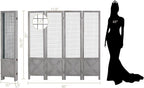 Wnutrees 4 Panel Gridwall Display, Portable Freestanding Display Board for Craft/Art Shows, Retail, Events, Decorative Wood Room Divider Folding Screens, Grey