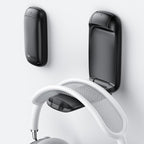 Lamicall Headphone Stand, Sticky Headset Holder - [Foldable & Compact] Headphone Holder Hook Mount, Adhesive Hanger Clip Under Desk, Earphone Clamp for Airpods Max, HyperX, Sennheiser, Black