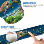 Keyboard Wrist Rest + Mouse Pad Wrist Support Set with Coasters, Non-Slip PU Base Ergonomic Mousepad for Home Office Working Studying Easy Typing & Pain Relief, Sea Turtle
