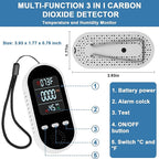 Vzmcov Portable Carbon Monoxide Detector Mini air Quality Monitor with Lanyard Alarm, CO Gas/Humidity Sensor/Indoor/Outdoor Thermometer, Battery Powered LED Screen