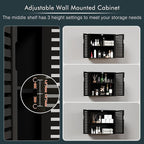 HITNET Black Bathroom Storage Cabinet, Hanging Medicine Cabinet with Adjustable Shelf, Bamboo Over The Toilet Wall Mounted Space Saver Organizer, Double Doors
