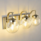 Beionxii Brushed Nickel Bathroom Light Fixtures, 3-Light Bathroom Vanity Light Over Mirror, Modern Vanity Lighting Fixtures with Clear Glass Shade for LivingRoom Hallway, BX-VL03BN-3CG