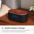 uscce Alarm Clock Bluetooth FM Radio: 10W Stereo Sound Speaker - Fast Wireless Charging for iPhone Samsung - Dimmable Clock Radio for Bedroom