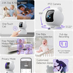 2.5K Indoor Camera 2pack, Non-Subscription AI Person/Pet/Cry Detection, 4MP Pet/Dog/Cat/Baby Camera w/Phone App, Pan Tilt 2.4GHz WiFi Cameras for Home Security, Night Vision, Full Duplex 2-Way Audio
