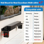 BYMECOST Heavy-Duty Steel Soundbar Mount Under TV with 2 Storage Boxes, Universal 88 Lbs Fit for Large Sound Bars, Sound Bar Wall Mount Bracket Stand Compatible with Samsung/JBL/LG, Complete Hardware