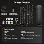 WELLMAKING 40W LED Photography Flashlight Optical Glass Lenses, 7800mAh Aluminum Alloy Patterned Ambient Light, with 20 Patterned Light Filters for Photo, Content Creation Video Recording Accessorie