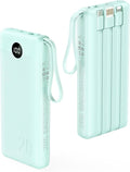 VRURC Portable Charger 20000mAh, Built-in Cables Fast Charging Power Bank, PD QC 3.0 Travel Essentials Battery Pack, 4 Output & 2 Input Phone Charger for iPhone16 15 14 13 X, Samsung, Android-Green