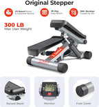 Sunny Health & Fitness Mini Stepper for Exercise at Home, Stair Step Workout Machine with Resistance Band and Over 300lb Weight Capacity, Optional Twist Motion and Free SunnyFit App Connection