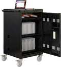 30-Device Mobile Charging Cart with Power Strip, Locks, Cable Management, Up to 16.3" Safe Charging Cabinet for Chromebooks, Tablets, Laptops. Black with Code Lock