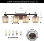FDPBY Vanity Lights 4-Light Modern Crystal Vanity Light Sand Black Bathroom Light Fixtures Over Mirror Crystal Bathroom Vanity Lighting Fixtures