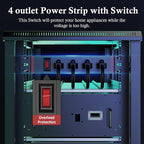 10 inch Rack Mount Power Strips PDU 4 Outlets with Surge Protection & Overload On Off Switch, 1U RackMount Power Strip with 6ft Cord for 10'' Mini Server Network Cabinets/Rack/Self, Black Red