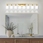 DIKAIDA 52inch Gold Bathroom Light Fixtures, Modern Bathroom Vanity Light with Milky White Glass Shade, Gold Wall Lamp Sconces for Mirror Bedroom, Living Room Hallway