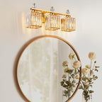 FDPBY Bathroom Vanity Lights 3-Light Modern Crystal Vanity Light Gold Bathroom Light Fixtures Over Mirror Crystal Bathroom Vanity Lighting Fixtures