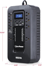CyberPower EC650LCD Ecologic Battery Backup & Surge Protector UPS System, 650VA/390W, 8 Outlets, ECO Mode, Compact Uninterruptible Power Supply