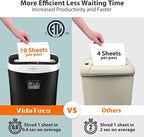 VidaTeco Paper Shredder for Home Office10-Sheet Cross-Cut Shredder with US Patented Cutter,Also Shreds Card/CD/Clip,Paper Shredding Machine for Home Use Heavy Duty with Jam Proof,3.9-Gallon Bin