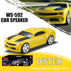 WSTER WS-592 Supercar Design Bluetooth Replica Speaker – Portable Car Model Wireless Speaker with TWS Stereo, FM Radio, LED Party Lights, USB/TF Playback, Hands-Free Calling, Microphone(Yellow)
