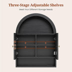 Arched Bathroom Wall Cabinet, 27.4 x 36.4'' Over The Toilet Cabinet with Grille Door, Adjustable Shelf, Wall Mounted Cabinets for Bathroom Laundry Room Kitchen (Black, 36IN)