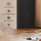 QDYMXUN Wood Slat Acoustic Wall Panels, 4-Pack 94.5'' x 7.9'' 3D Fluted Sound Absorbing Paneling for Interior Accent Wall Decor, Living Room (Matte Black)
