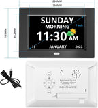 MRCHYDZ 7 Inch Clock with Day and Date for Elderly Large Display Digital Clocks 12 Alarms 3 Display Modes Large Font Alzheimer's Clock Alarm Clocks for Seniors Auto DST Black