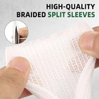 Split Wire Loom Tubing, Cable Protector Sleeve, Braided Cable Management for TV/Computer/Home Theater/Engine Bay, Cord Protectors from Pets No Chew (White, 1/8"-10ft)