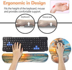 Keyboard Wrist Rest + Mouse Pad Wrist Support Set with Coasters, Non-Slip PU Base Ergonomic Mousepad for Home Office Working Studying Easy Typing & Pain Relief, Bible Verses Proverbs 31:25