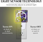 PODMemory Violet Stained Glass Night Lights Plug into Wall for Room, Violet Night Light LED for Bedroom
