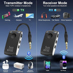 Bluetooth 5.4 Transmitter Receiver for 2 AirPods or BT Devices, Wireless Adapter for Flight, TV, PC and Gym, Switch, Bluetooth Wireless Transmitter with Dual Link AptX Adaptive/Low Latency/HD Audio