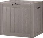 NUNU LAB 35 Gallon Outdoor Storage Box Waterproof, Outside Package Delivery Deck Boxes with Lockable Lid, Backyard Storage Bin For Garden Tools, Patio Cushions Accessories, Gray
