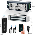 2.4GHz WiFi Access Control 400lb Holding Force Electic Magnetic Door Lock System Kit with Remote and Smartphone app Control, paired with Wireless Slim Push Switch (Electric Magnetic Lock kit)