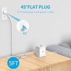 Power Strip with USB, FDTEK Flat Plug Extension Cord with 4 Outlets and 3 USB(1 USB C), 5 FT Power Cord Desktop Charging Station, Overload Protection, Compact Portable for Travel Home Office