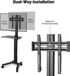 AW Rolling TV Stand Mobile TV Cart Height Adjustable for 32" to 65" LCD LED Screen TVs Office Meeting