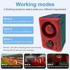 ChunHee Solar Outdoor Motion Sensor Alarm with Dog Barking Gunshot Sound, Support Recording and Adjustable Volume, 130db Loud Noise Maker 3 Work Modes Strobe Light for Home, Villa, Farm, Barn (2pack)