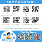 Alacrity Upgraded 2D Industrial Barcode Scanner with Wireless Charging Stand, 1968 Feet Transmission Distance 433Mhz Wireless & Bluetooth 2in1 Barcode Reader, Shock Dust Proof Hands Free, Orange