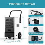 EUHOMY 160 Pints Commercial Dehumidifier with Pump,Large Dehumidifier for Basement With Drain Hose,Timer and 4 Wheels,Industrial Dehumidifiers for Flood Repair,Drying Basement,Warehouse and Factory