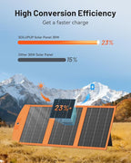 SOLUPUP Solar Panels 30W Portable Foldable Solar Charger with 5V USB-A and USB-C Fast Charging Compatible with iPhone, iPad, Samsung, Power Banks, IPX5 Waterproof Perfect for Camping, Hiking, Outdoor