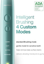 Aquasonic Vibe Series Ultra-Whitening Toothbrush – ADA Accepted Power Toothbrush - 8 Brush Heads & Travel Case – 40,000 VPM Motor & Wireless Charging - 4 Modes w Smart Timer – Mint Green Metallic