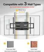 monTEK Heavy Duty Full Motion TV Wall Mount for 43–100 Inch TVs Pre-Assembled Bracket with Tool-Free Tilt Swivel & Extension Max VESA 800x600, 150lbs 4X Strength Tested Fits 16/18 Inch Studs, HW1276BK