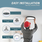 TOPELER Black 12" Slim Surface LED Ceiling Light, 28W 2400Lm, 5CCT Selectable Flushmount Round Flat Panel Lights for Bedroom, Porch, Hallway, Stairwells, ETL & FCC Listed, 2Pack