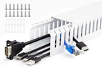 ZhiYo 2x2in Professional Server Rack Cable Management Raceway, 6.6ft (2 x 3.3ft) Cable Raceway Kit, Electrically Safe PVC Open Slot Wire Cover, Cord Hider for Under Desk/Computer/Network Cords White