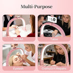 BLUVALL Half Moon Light for Nail Desk, Portable Nail Light for Desk with Phone Holder, Stepless Adjustment of Brightness and Color Temperature, Desk Lamp for Nail Tech, Eyelash, Tattoo, Makeup (Pink)