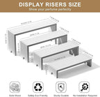2 Set Large White Wooden Tiered Riser Display Stands for Vendor Events,Stackable Wooden Cupcake Stand,Farmhouse Decor Wood Dessert Table Display Set,Vendor Booth Display Items,Food Display Risers for Party（12-11.2-10.4-9.6IN）