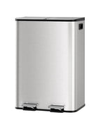 Garvee Trash Can, 2 x 8 gal (2 x 30 L) Garbage Can for Kitchen Dual Compartment Recycling Kitchen Step Trash Bin, Stainless Steel Trash and Recycle Bin Combo with Soft-Close Lid,Silver