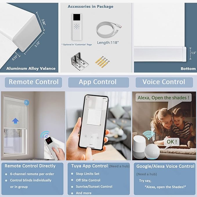 COOLWINDS Motorized Blinds with Remote Cordless Automatic Motorized Shades Custom Blinds for Windows Smart Curtains Compatible with Alexa Google Home(3% Solar Beige,W55 x H72in)
