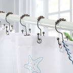 Shower Curtain Hooks, Goowin Shower Curtain Rings, Stainless Steel Shower Curtain Hooks Rust Proof Free Sliding Double Shower Hooks for Curtain, Shower Curtains & Liners (Bronze)