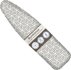 Bumkimue Ironing Board Cover and Pad, Standard Size 15x54 Inches, Blue Floral Pattern, Heavy Duty Padded, Elastic Edge, Scorch Resistant (Black and White Stripes)