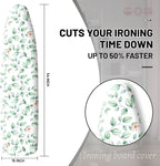 Extra Thick Ironing Board Cover and Pad, 15x54 Ironing Board Cover, Resist Scorching and Staining,Elastic Edges,Sage Green Spring Summer Eucalyptus