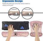Mouse Pad Wrist Support and Keyboard Wrist Rest Set with Coasters, She Believed She Could So She Did Inspirational Quote Wrist Mouse Pad with Non-Slip PU Base for Home Office Working Studying