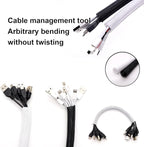 QCSIW 1/4" x 50ft Black Cable Sleeve Cover - Pet-Proof Cord Management System for Home Office Desk, Durable Wire Organizer Protector from Dog Cat Chewing, Flexible Cable Hider (Black)