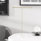 Justsoso Metal T-Bar Necklace Holder Stand, Necklace Hanging Display Stand, Tabletop Jewelry Organizer Stand for Necklace Bracelet Earring Display (Gold With Solid Acrylic Base)