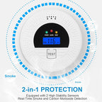 Smoke Alarm and CO Detector with LCD, Smoke Carbon Monoxide Detector with Loud 85dB, Battery Operated, Easy Setup